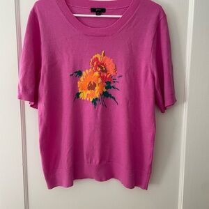 J.Crew Pink Floral Knit Top